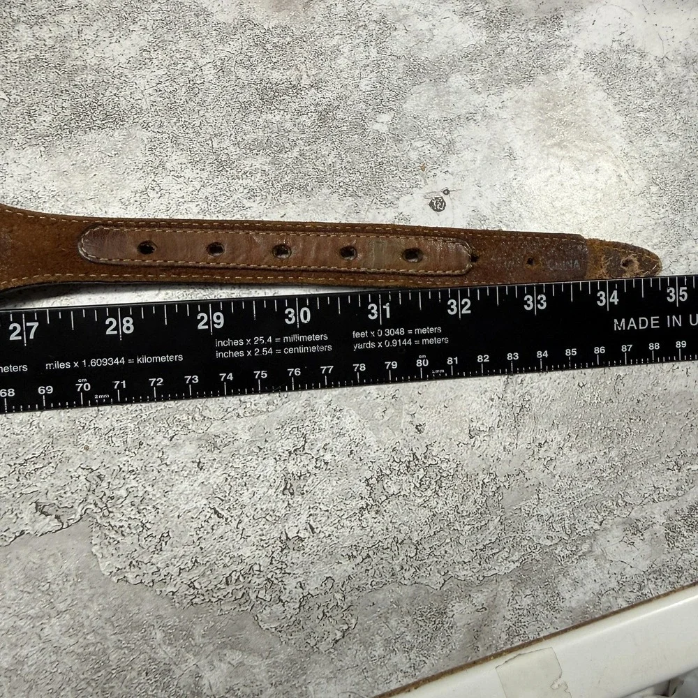 Vintage Justin Western Belt Mens 30 Brown Leather Concho Braided Silver Floral